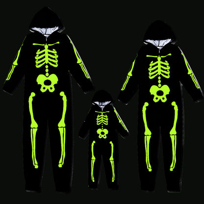 Green Glow Matching Skeleton Family Onesie Pajama Set