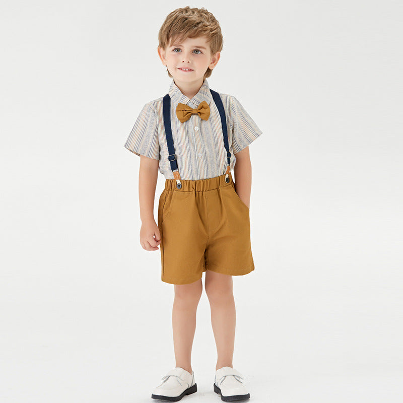 Formal Baby Boys Shirt Suspender Pants 3 Piece Set