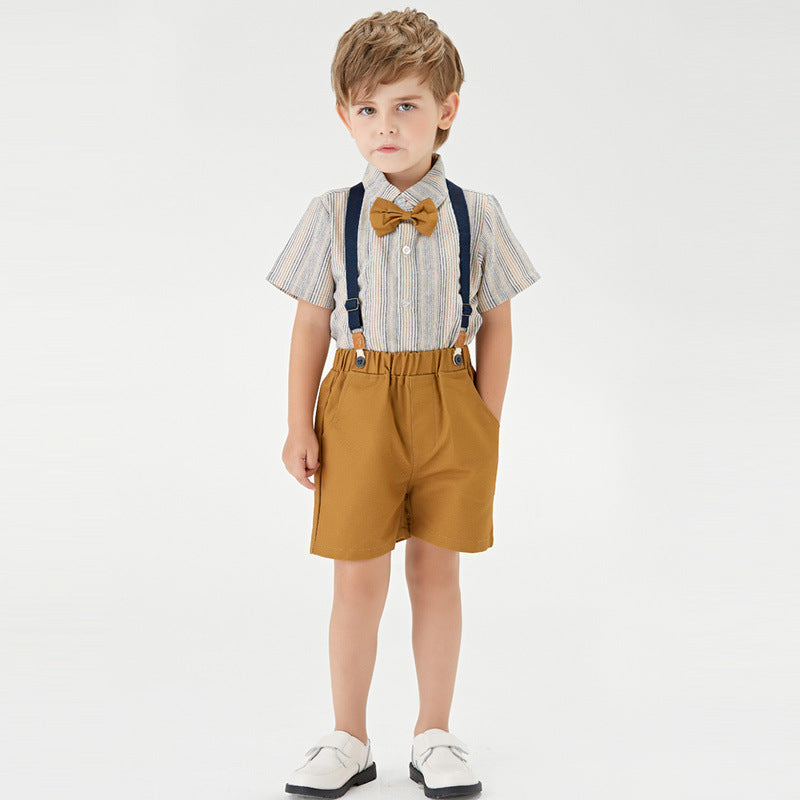 Formal Baby Boys Shirt Suspender Pants 3 Piece Set