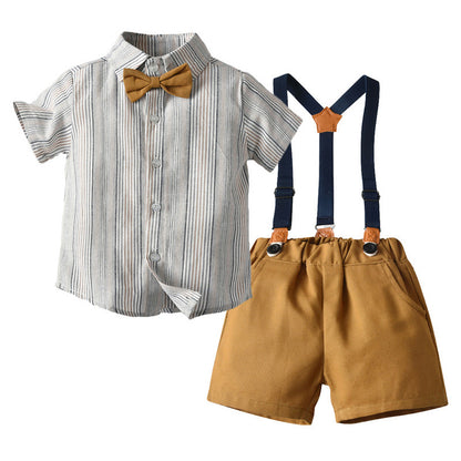 Formal Baby Boys Shirt Suspender Pants 3 Piece Set