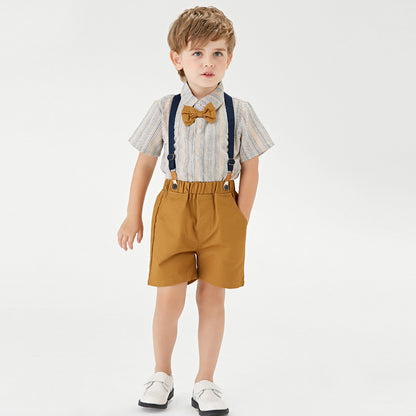 Formal Baby Boys Shirt Suspender Pants 3 Piece Set