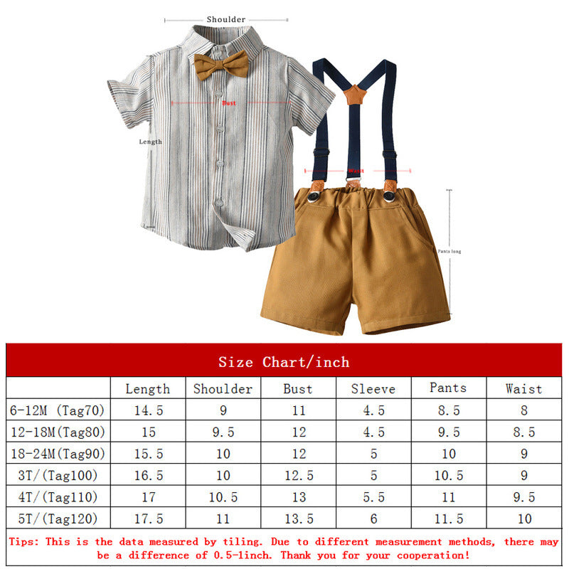 Formal Baby Boys Shirt Suspender Pants 3 Piece Set