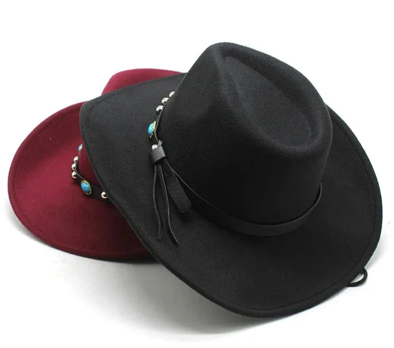 Wide Brim Western Cowboy Hat Stylish Panama Trilby Jazz Design