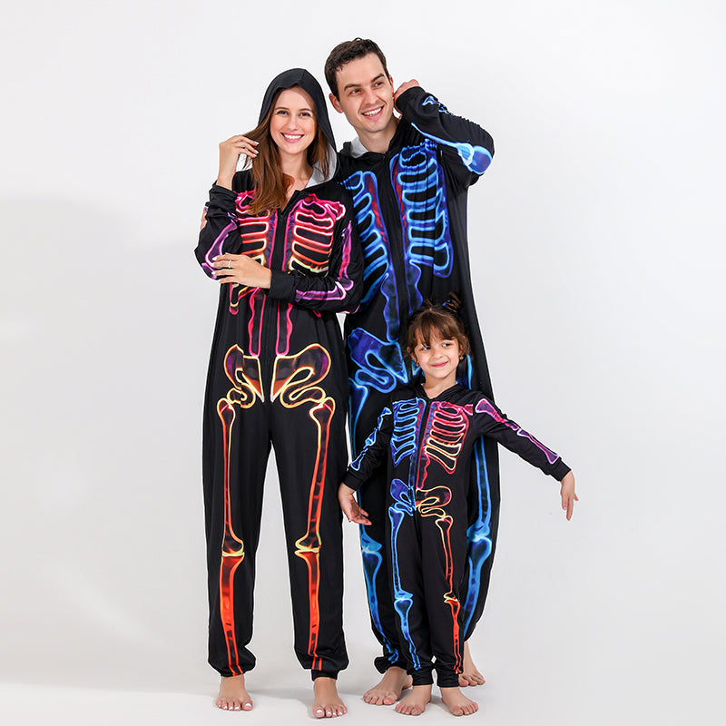 Colorful Skeleton Family Pajama Onesie Set