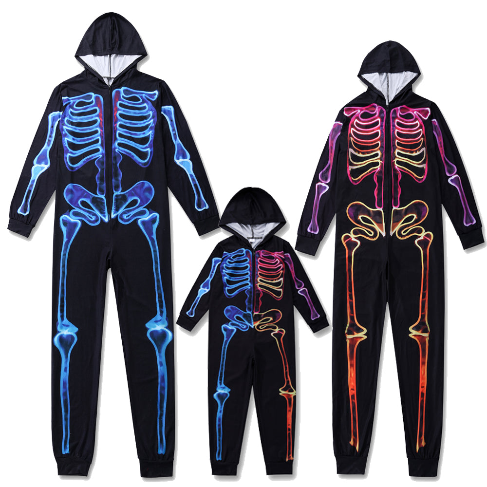 Colorful Skeleton Family Pajama Onesie Set