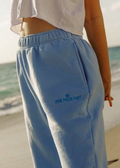 Embroidered Sweatpants-Blue