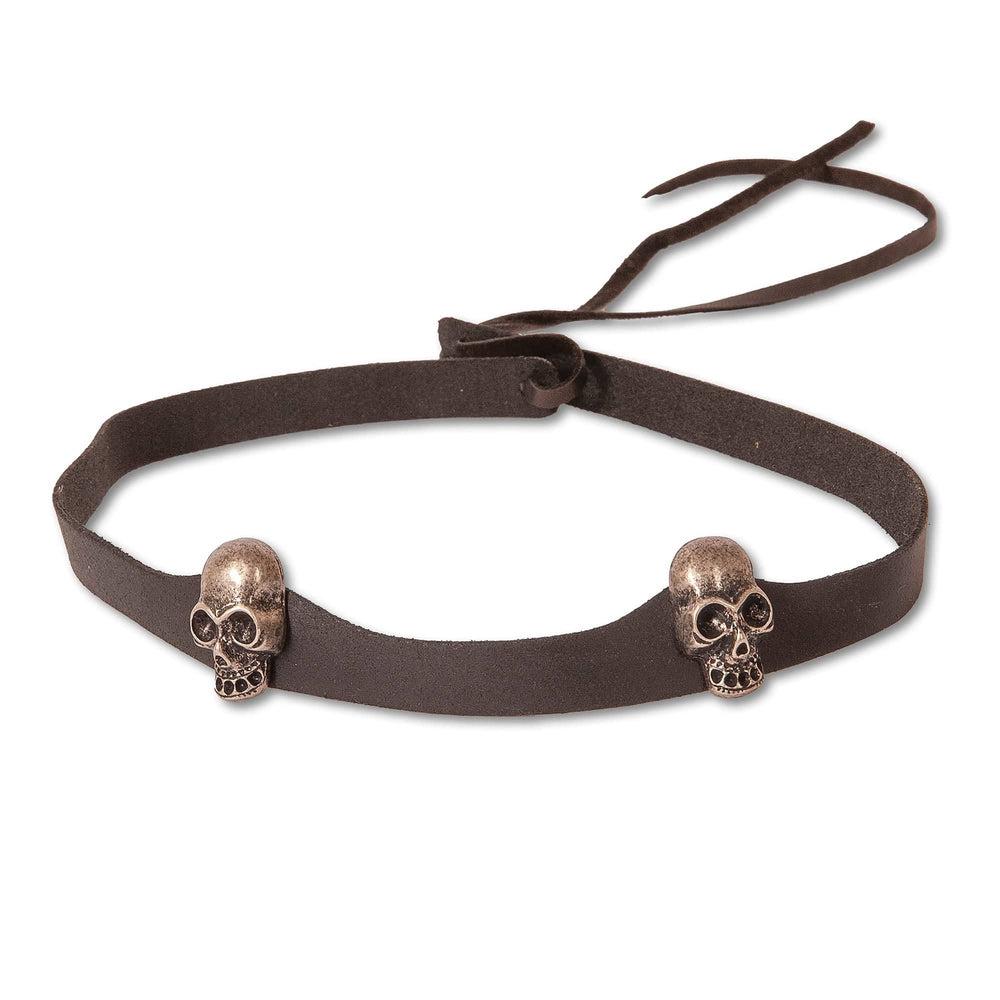 2 Skull | Black Leather Hat Band