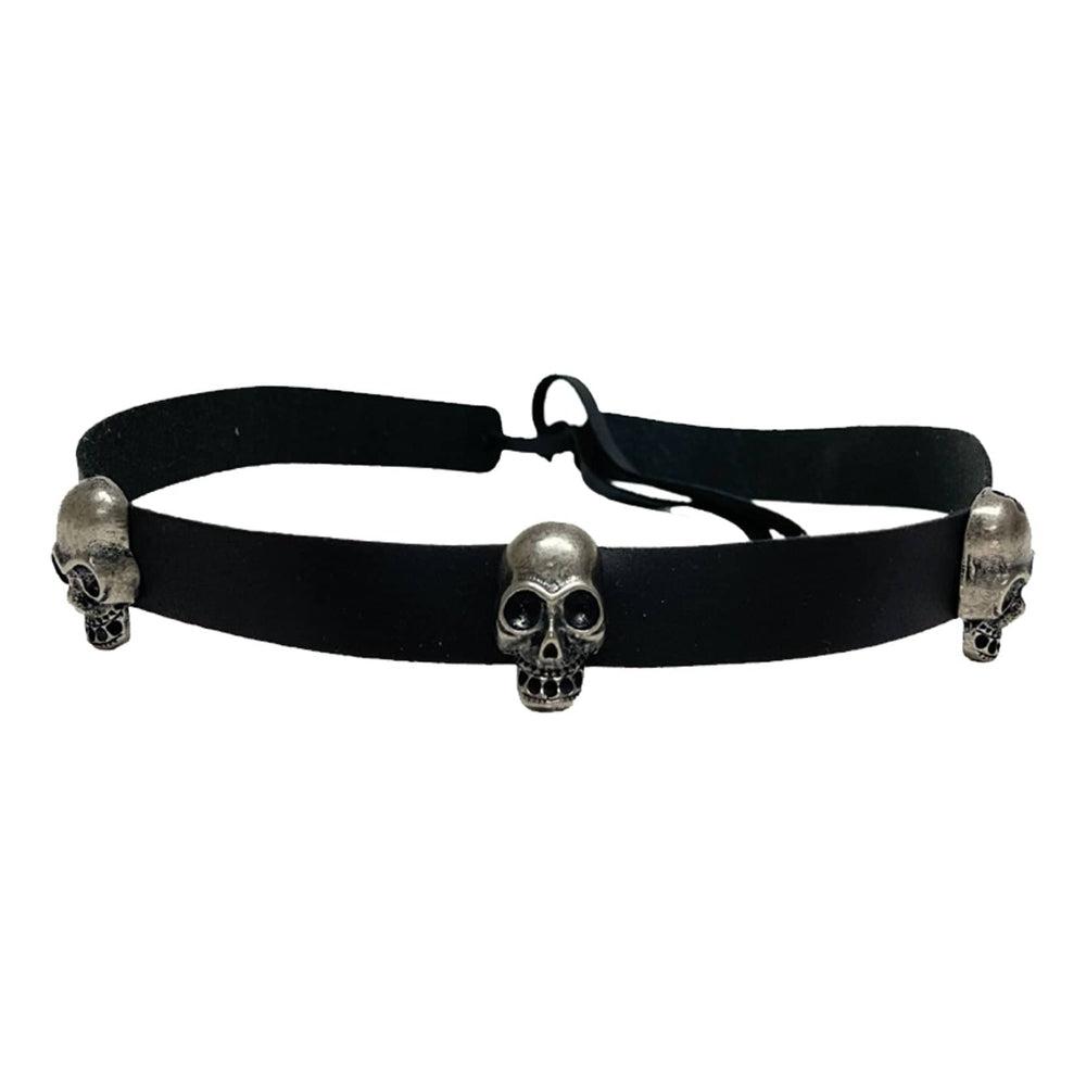 3 Skull | Black Leather Hat Band