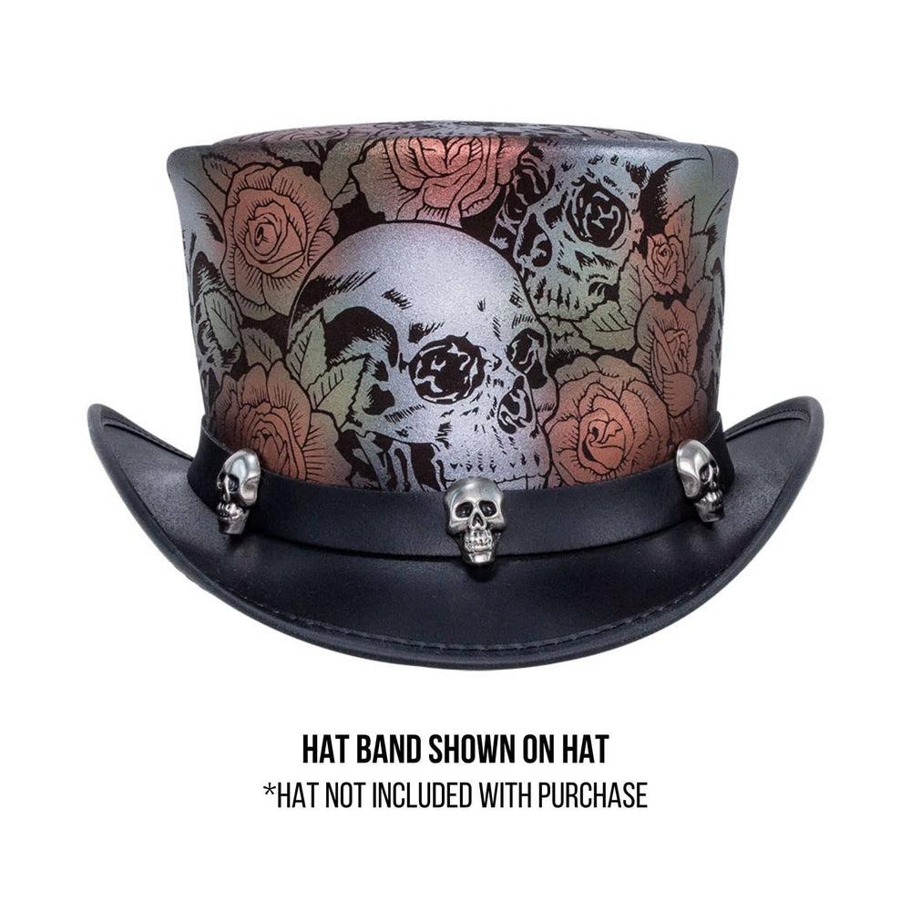 3 Skull | Black Leather Hat Band