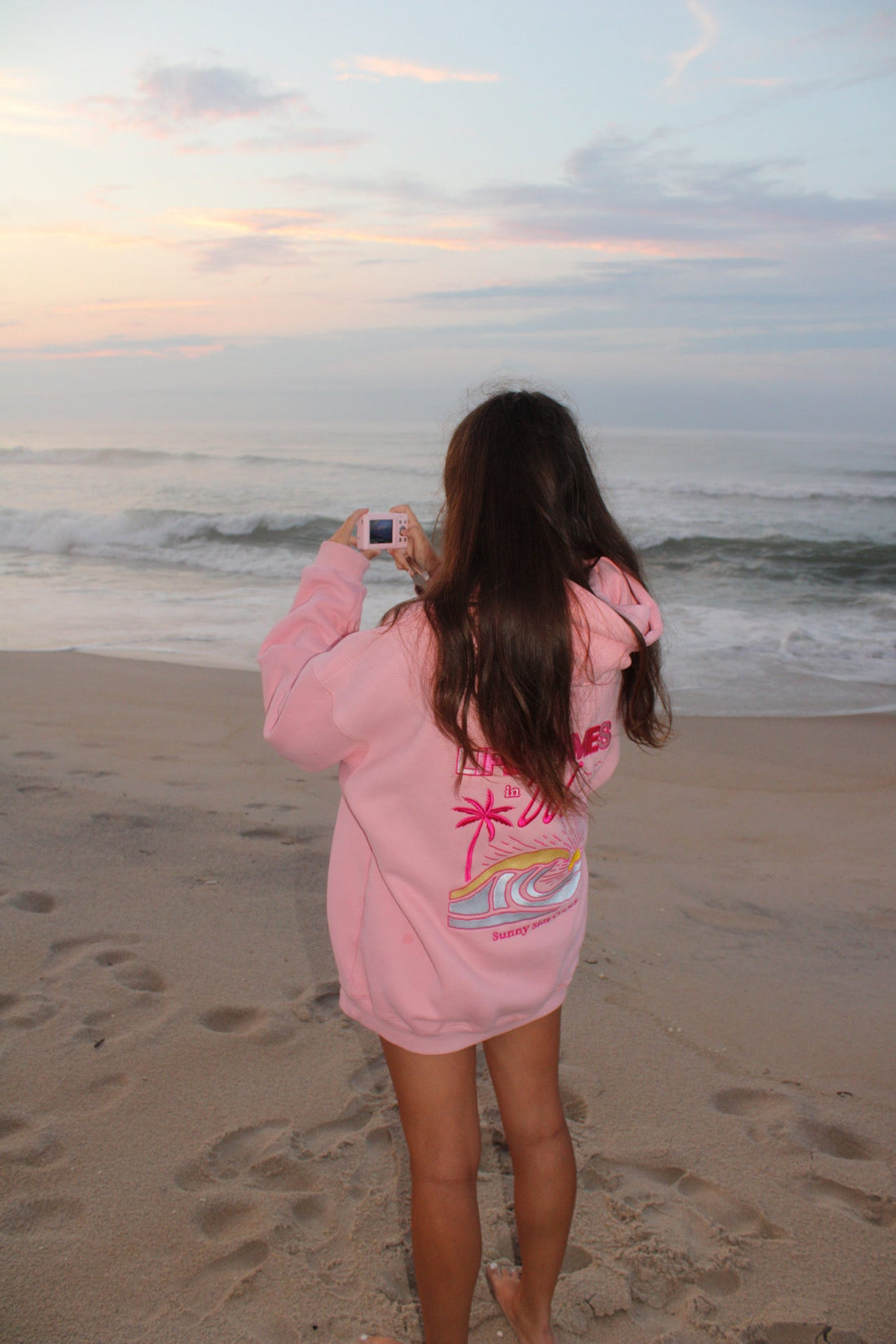 “Life Comes in Waves” -Blush  Printed Hoodie