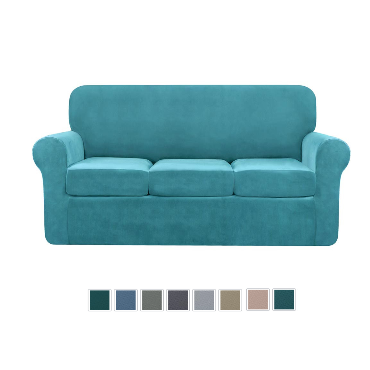 Velvet Plush Stretch Sofa Cover Includes Separate Seat Covers