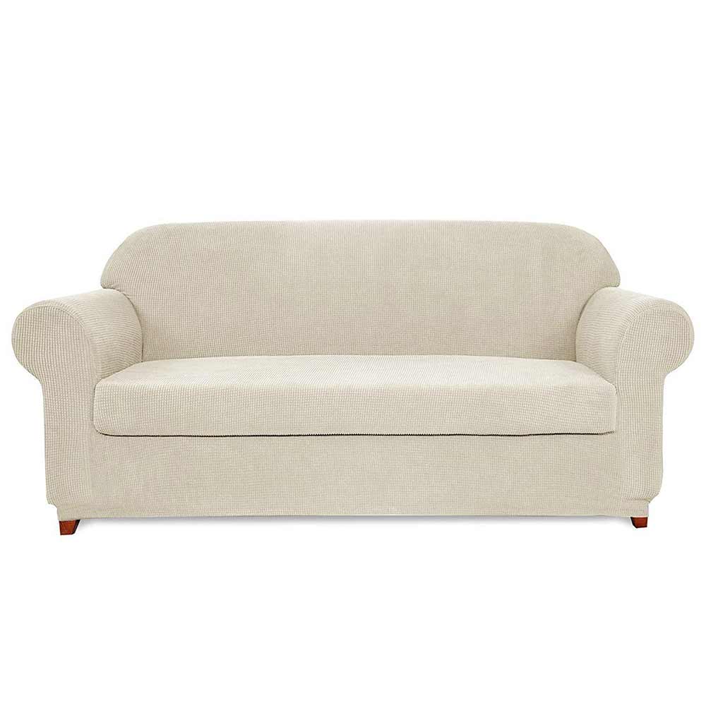 Plaid Stretch Sofa Slipcover Includes Separate Seat Covers