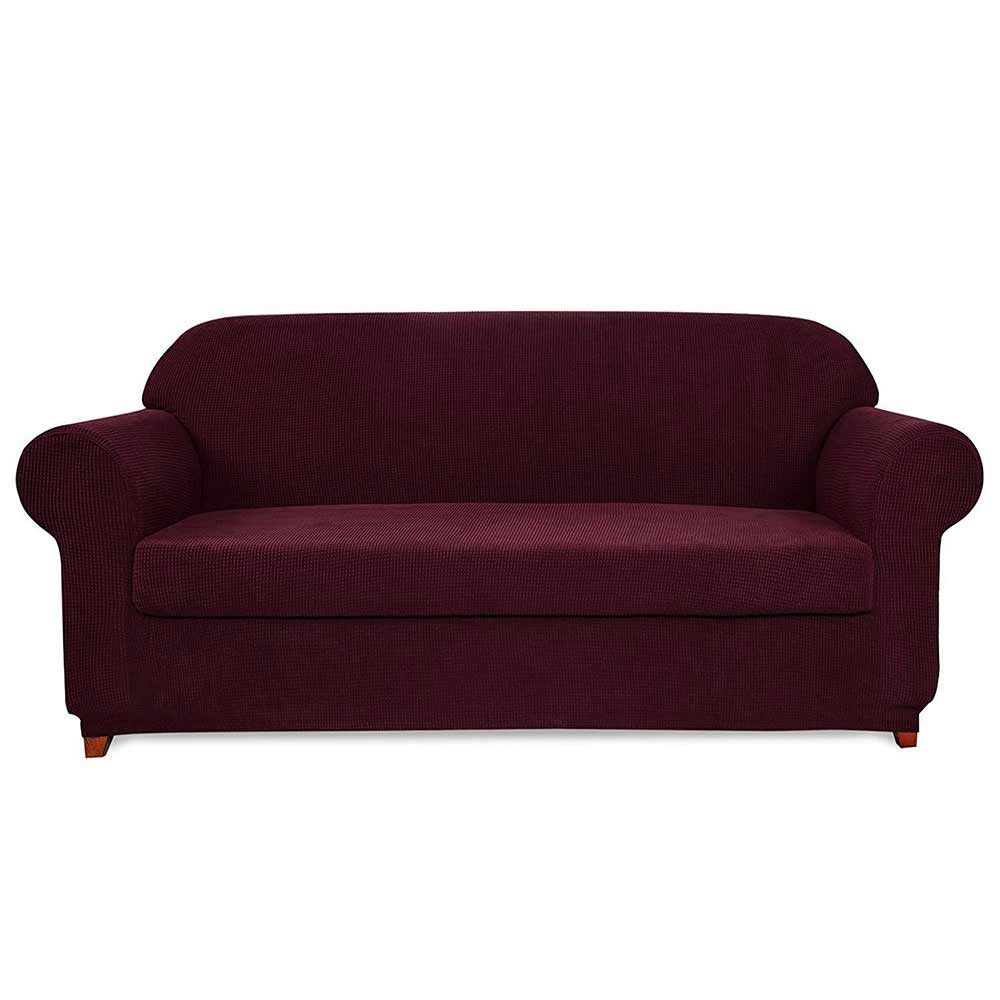 Plaid Stretch Sofa Slipcover Includes Separate Seat Covers