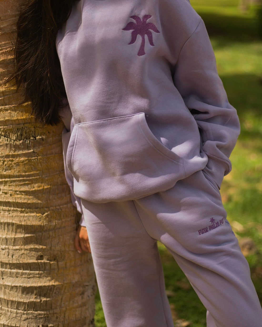 Embroidered Sweatpants- Lilac