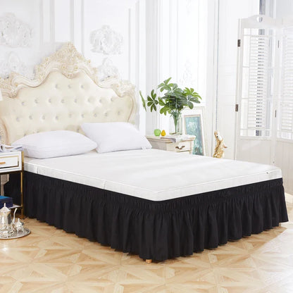 Wrap Around Dust Ruffles Elastic Easy-Install Bedskirt Wrinkle Fade Resistance Machine Washable