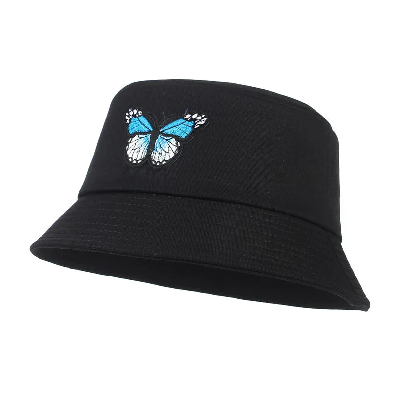 Embroidered Butterfly Hip Hop Bucket Hat Sun Protection Hat