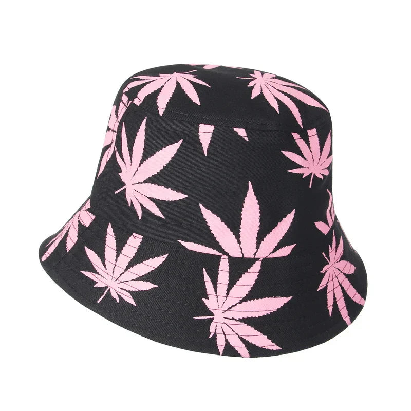 Leaf Print Hip Hop Bucket Hat Sun Hats Cotton