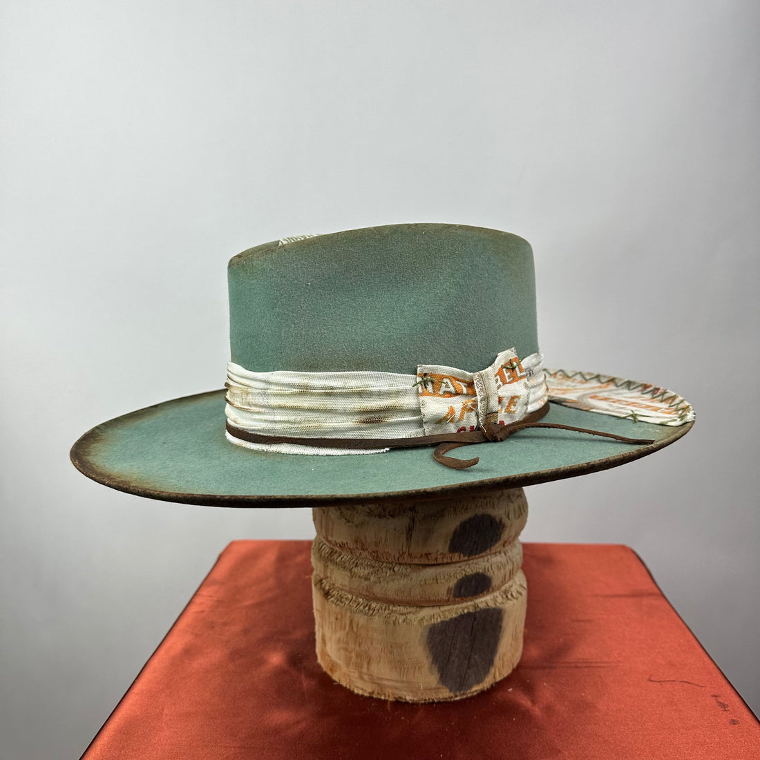 The Monterey Green &amp; Orange Distressed Fedora