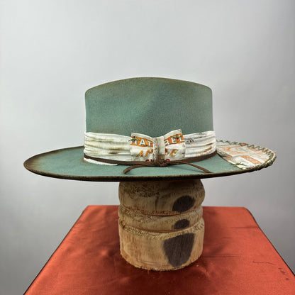 The Monterey Green &amp; Orange Distressed Fedora