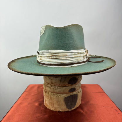 The Monterey Green &amp; Orange Distressed Fedora