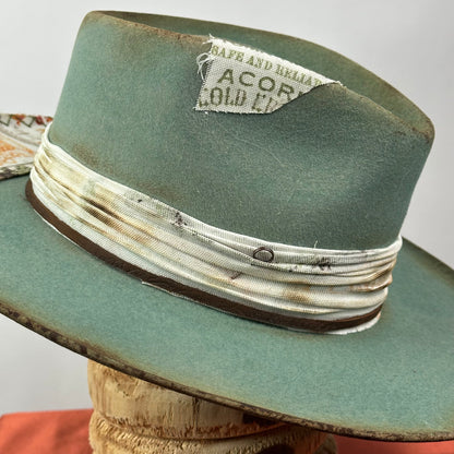 The Monterey Green &amp; Orange Distressed Fedora