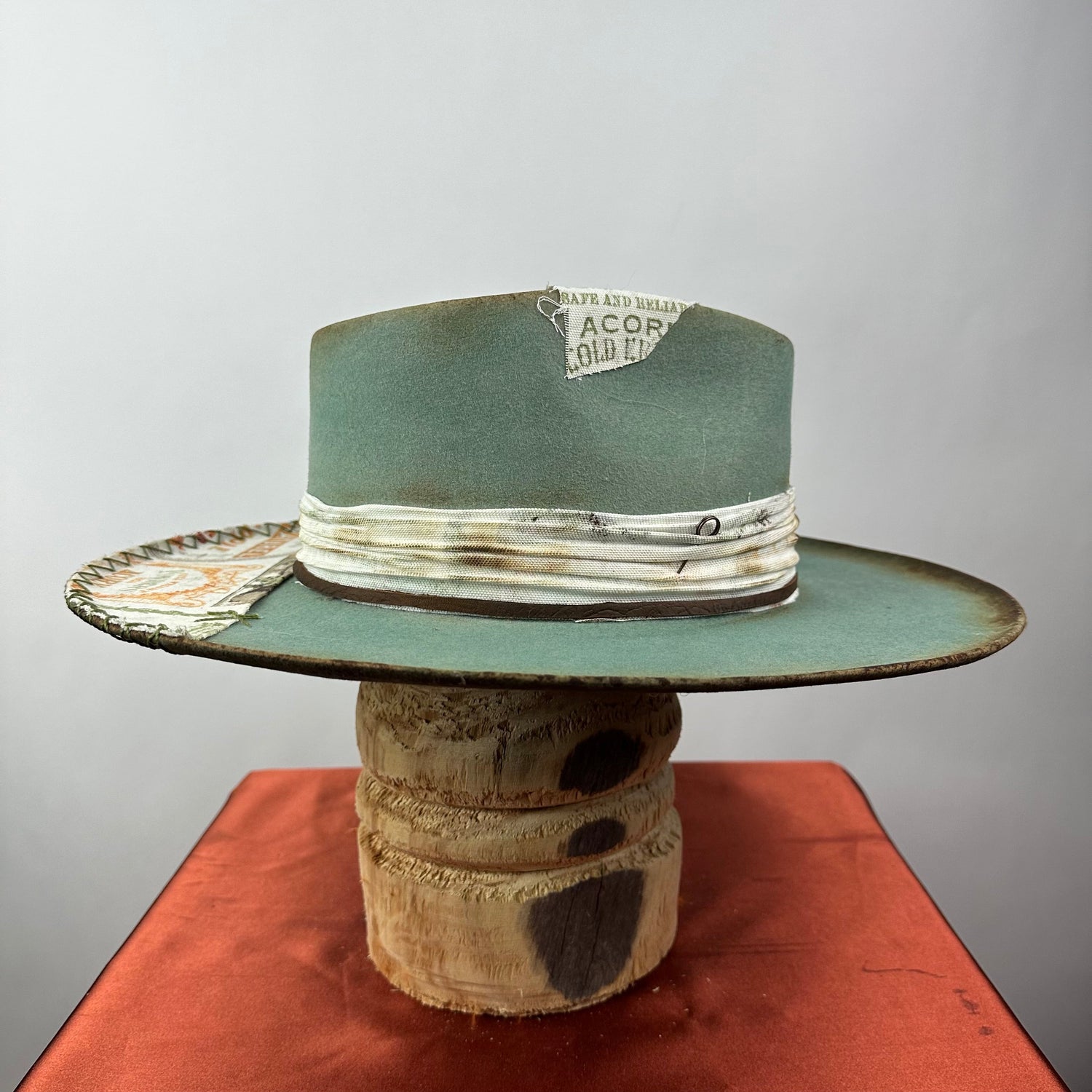 The Monterey Green &amp; Orange Distressed Fedora