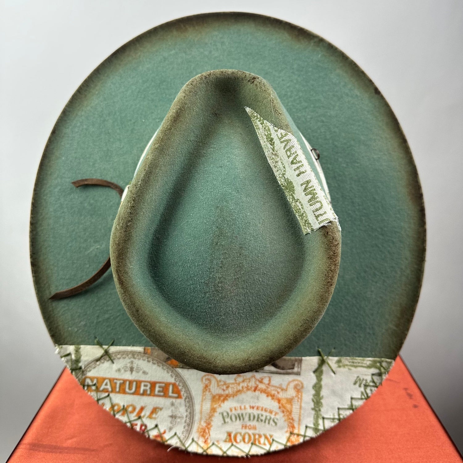 The Monterey Green &amp; Orange Distressed Fedora