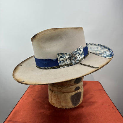 The Monterey Natural Blue Distressed Fedora