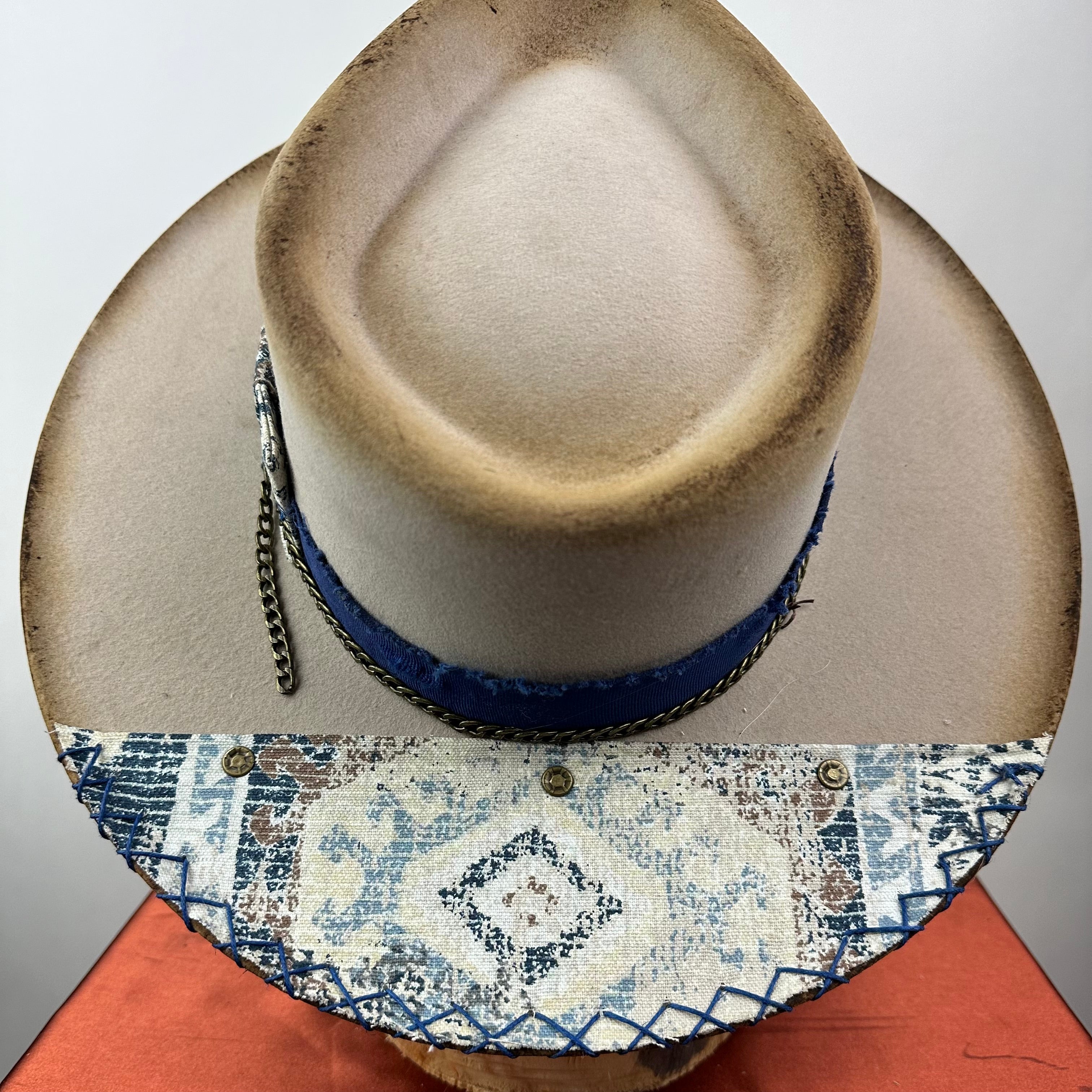 The Monterey Natural Blue Distressed Fedora