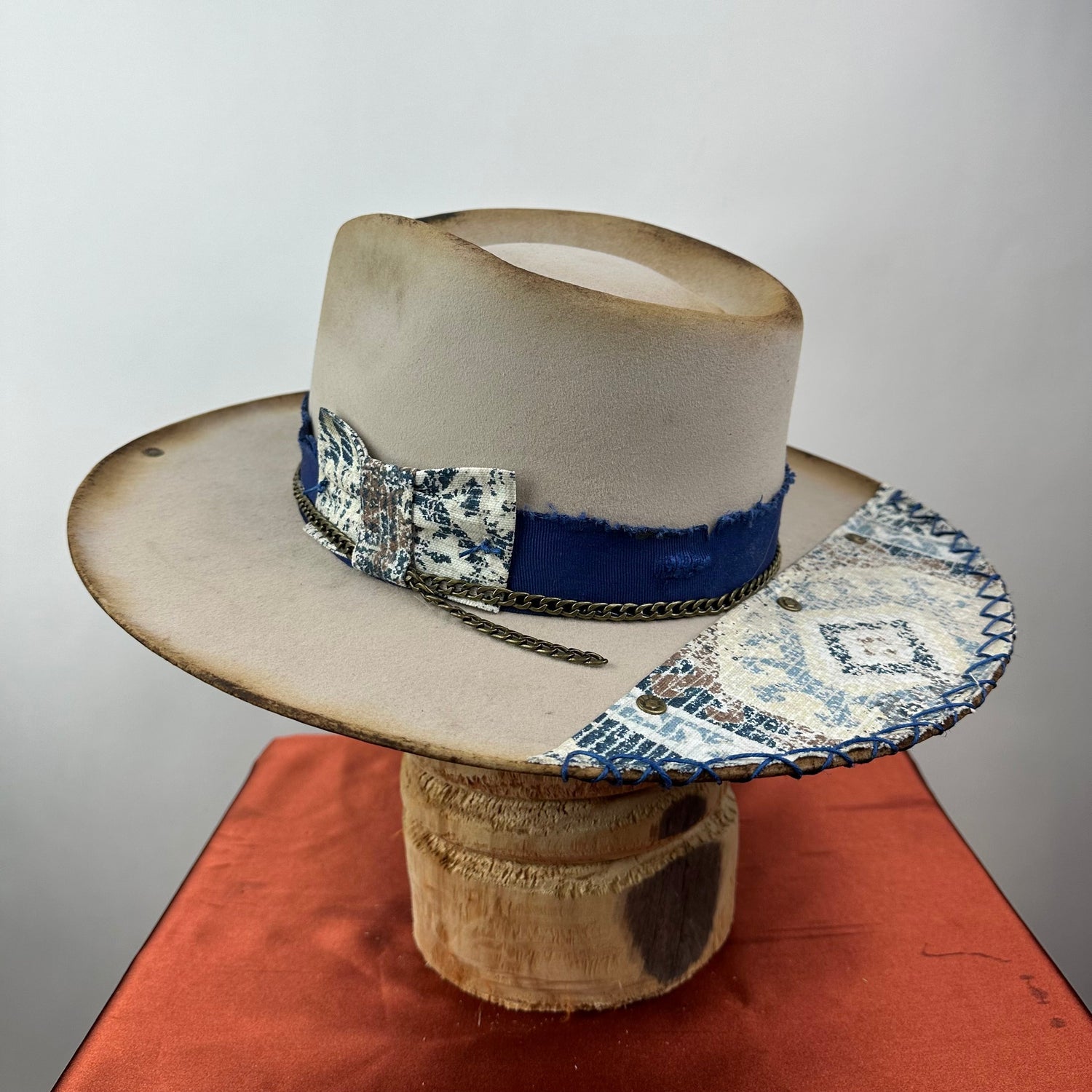 The Monterey Natural Blue Distressed Fedora