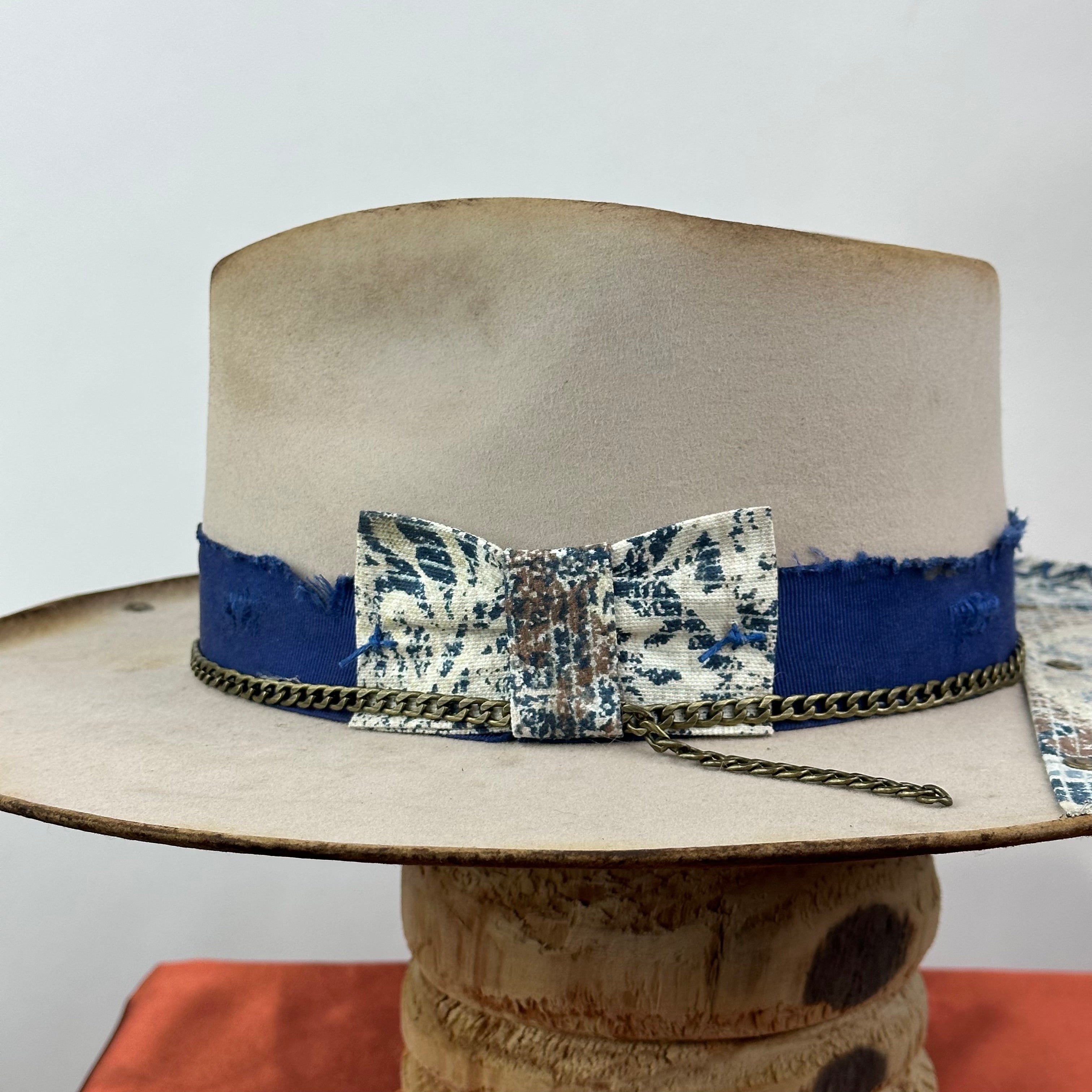 The Monterey Natural Blue Distressed Fedora