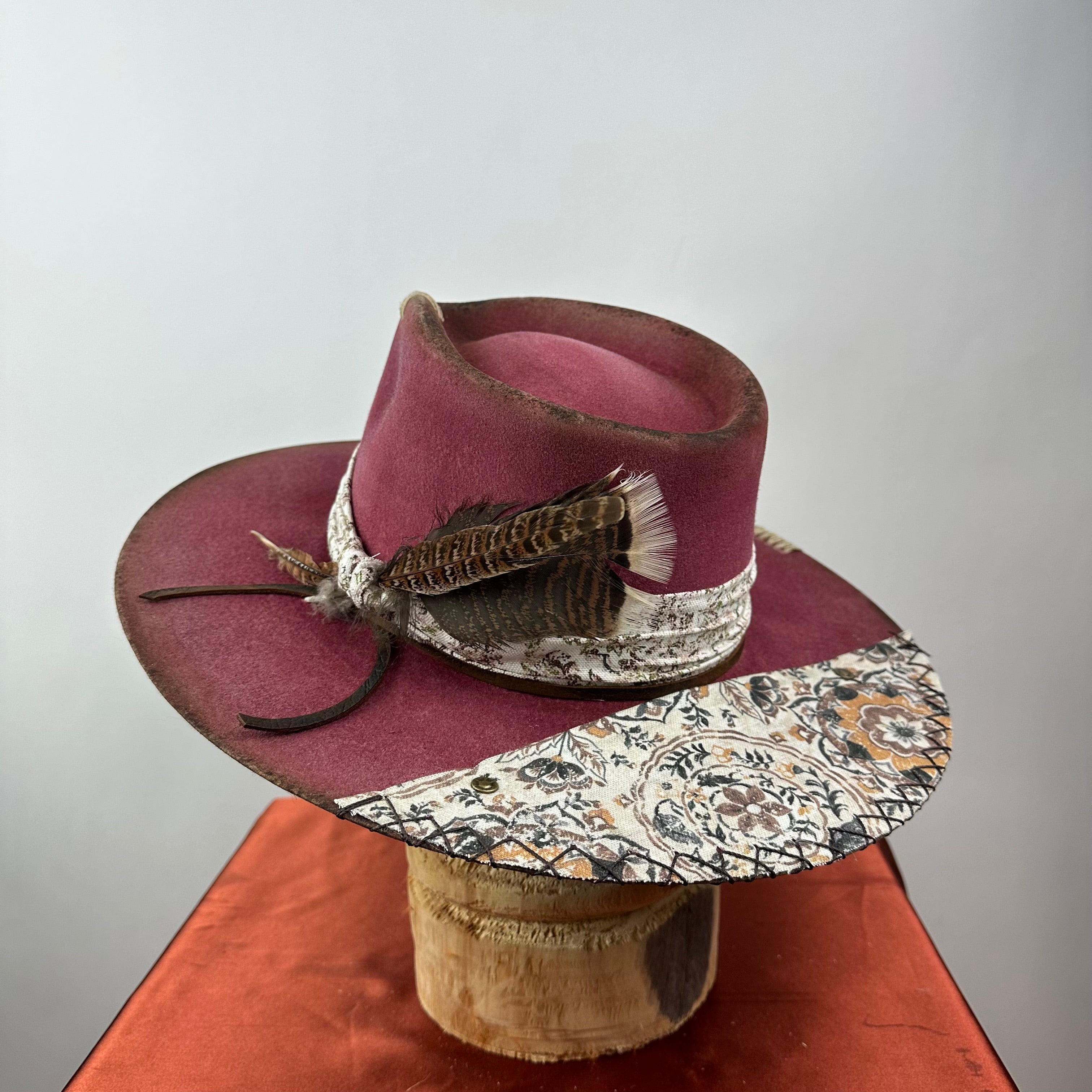 The Monterey Maroon Distressed Fedora