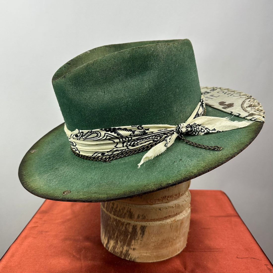 The Monterey Green &amp; Natural Distressed Fedora