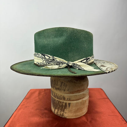 The Monterey Green &amp; Natural Distressed Fedora