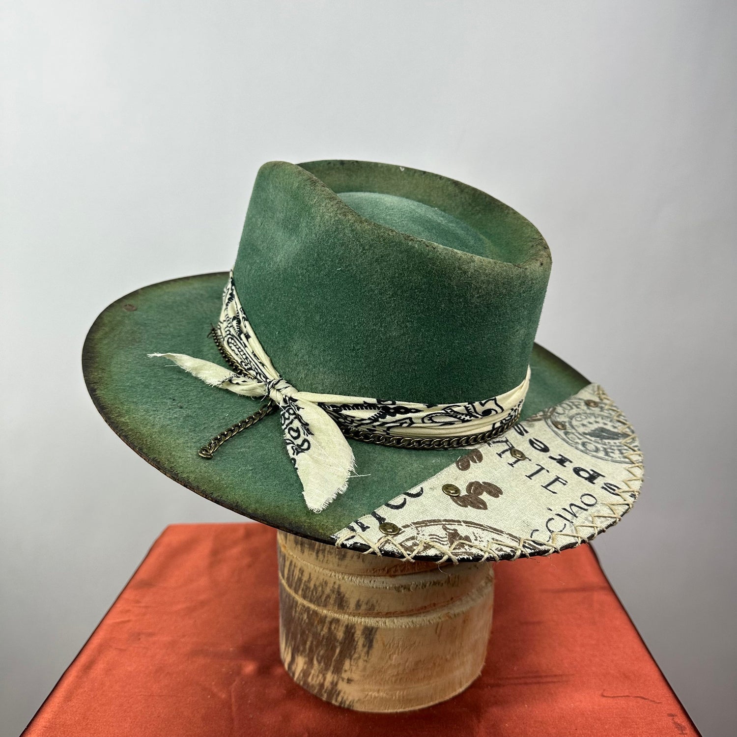 The Monterey Green &amp; Natural Distressed Fedora