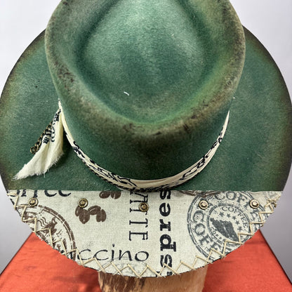 The Monterey Green &amp; Natural Distressed Fedora