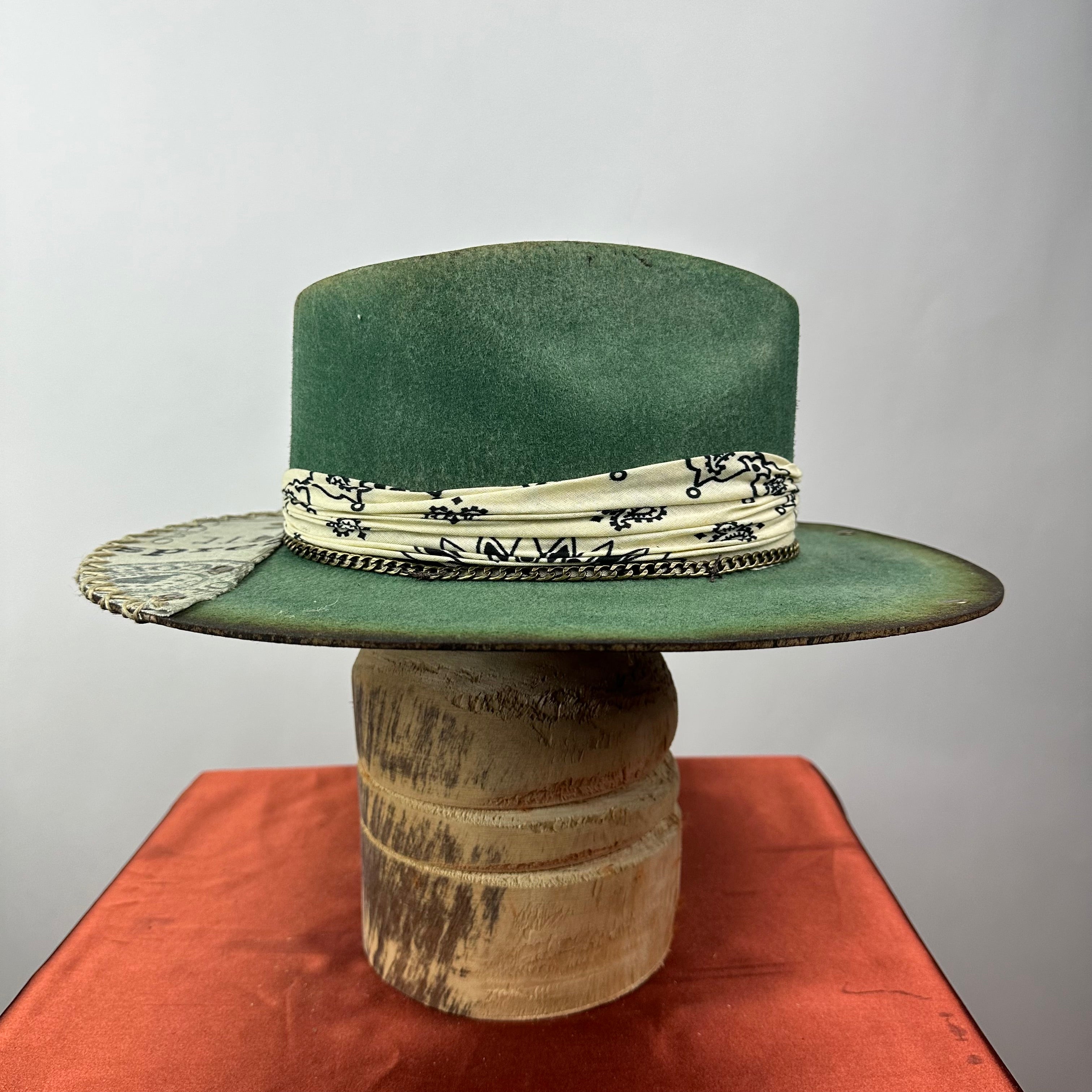 The Monterey Green &amp; Natural Distressed Fedora