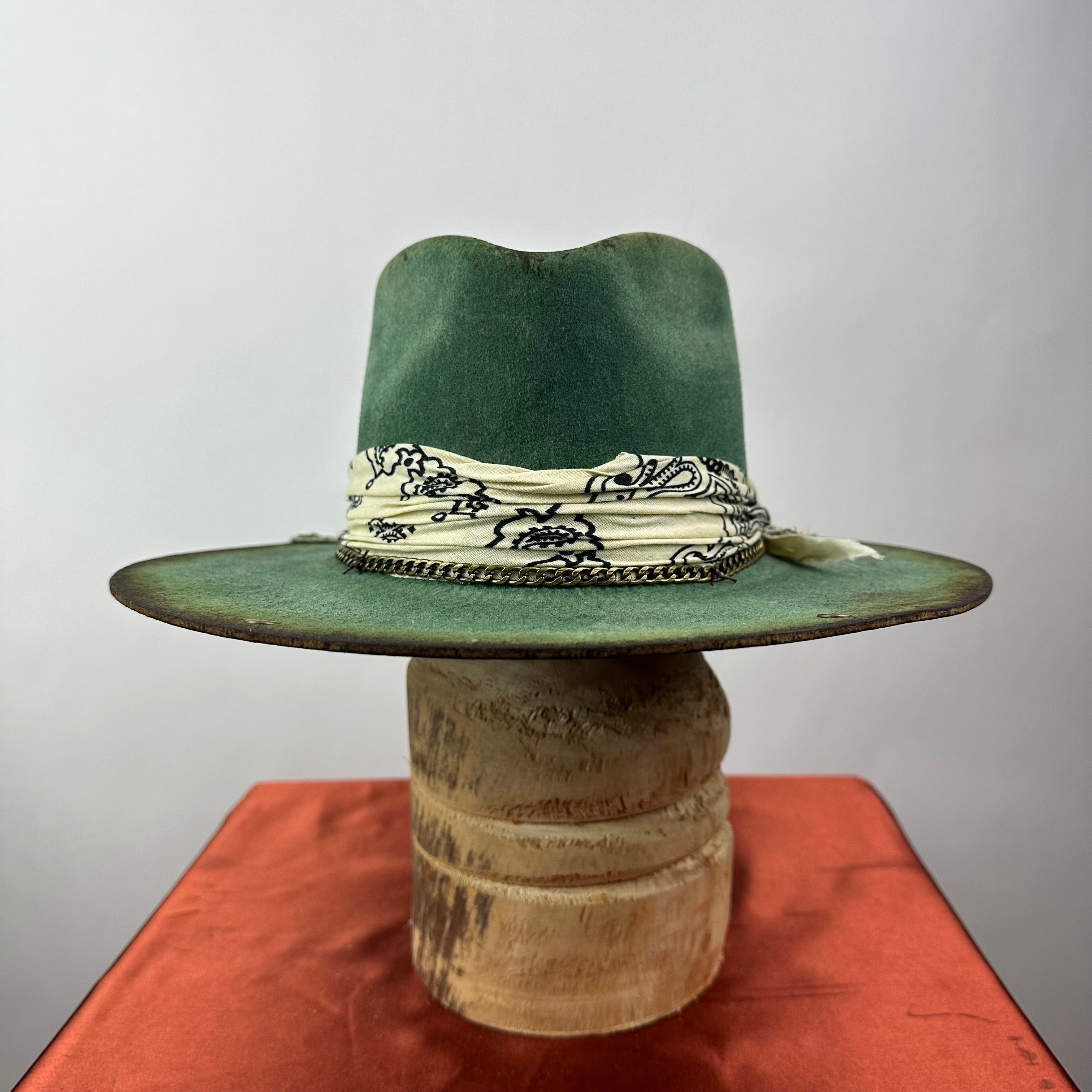 The Monterey Green &amp; Natural Distressed Fedora