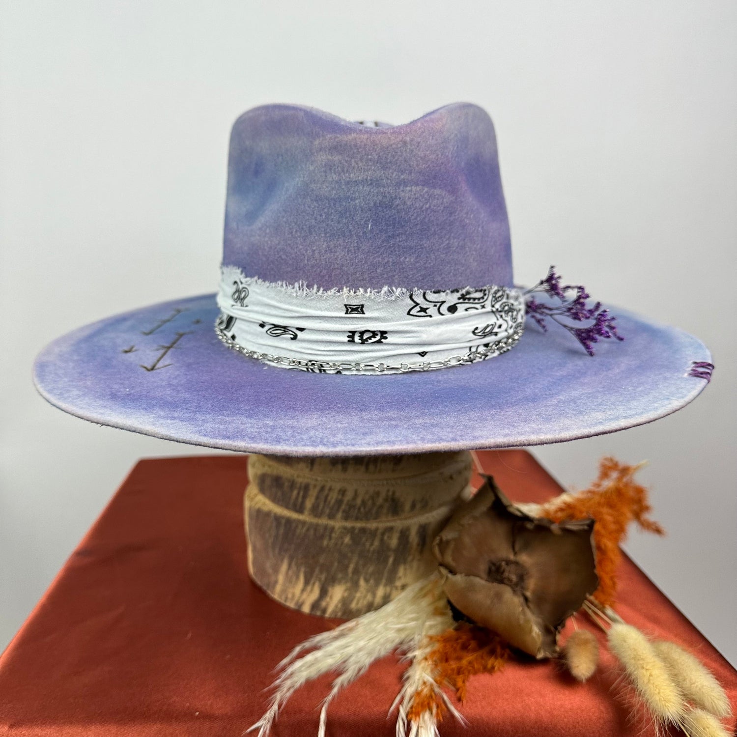 Distressed Fedora Road Warrior Lavender and Blue