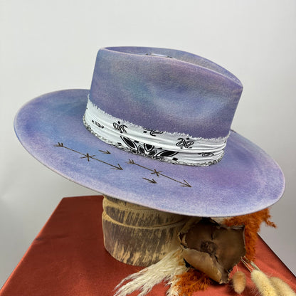 Distressed Fedora Road Warrior Lavender and Blue