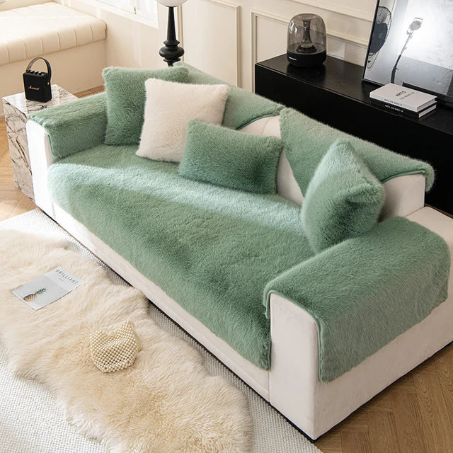 Mink Velvet Sofa Pad Warm Sofa Covers Anti-Slip Pattern Backing Protects Couch Cushions Velvet Sectional Couch Cover For Home