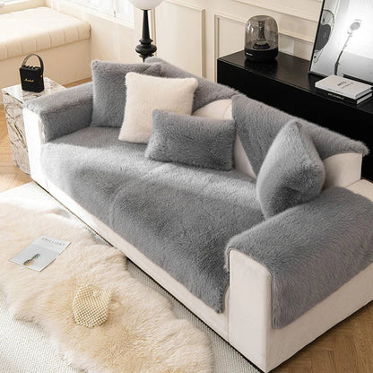 Mink Velvet Sofa Pad Warm Sofa Covers Anti-Slip Pattern Backing Protects Couch Cushions Velvet Sectional Couch Cover For Home