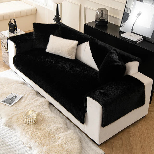 Mink Velvet Sofa Pad Warm Sofa Covers Anti-Slip Pattern Backing Protects Couch Cushions Velvet Sectional Couch Cover For Home