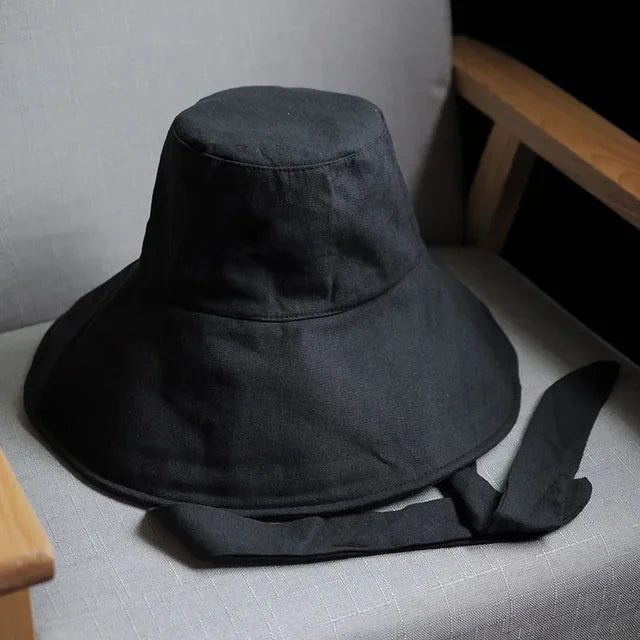 Tie Bucket Hat Foldable UV Cotton Sun Hat