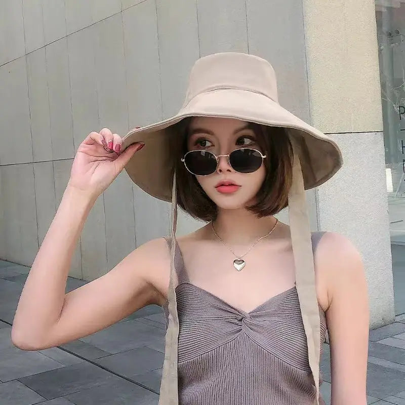 Tie Bucket Hat Foldable UV Cotton Sun Hat