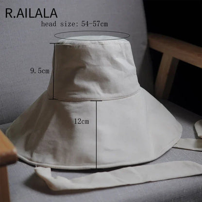 Tie Bucket Hat Foldable UV Cotton Sun Hat