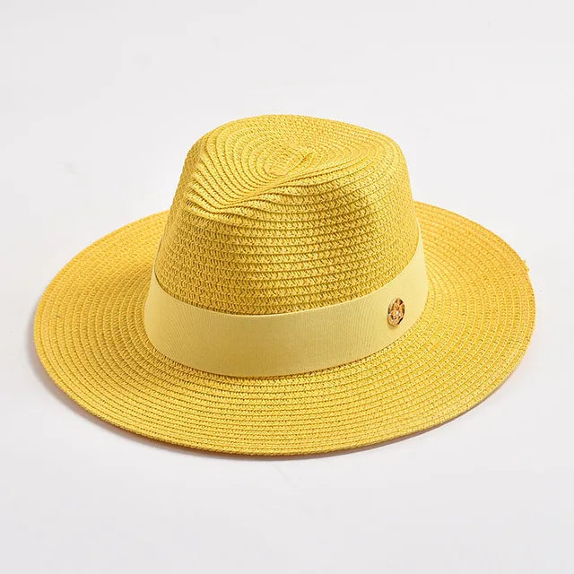 Straw Hats Panama Ribbon Decoration Elegant Luxury Cowboy Hat