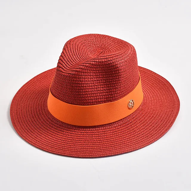 Straw Hats Panama Ribbon Decoration Elegant Luxury Cowboy Hat