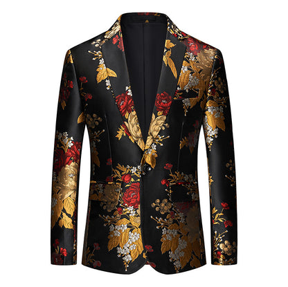 Fire Flower Print Men Blazer Tuxedo Jackets