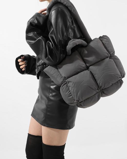 Puffer Tote Bag - Black